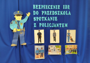 Dekoracja przedstawiająca napis Spotkanie z policjantem