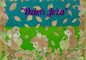 Tablica dekoracyjna z elementami tematycznymi o jeżu.