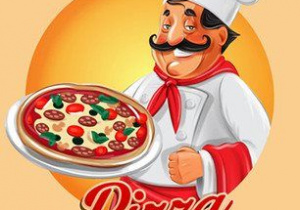 Obrazek mężczyzny trzymającego pizzę.