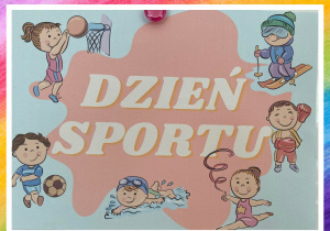 Zdjęcie przedstawiające napis plakat z napisem „Dzień Sportu”.