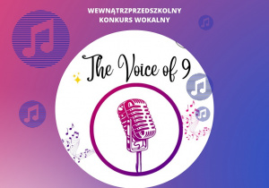 Plakat z symbolem mikrofonu oraz nazwą konkursu „The Voice of 9”