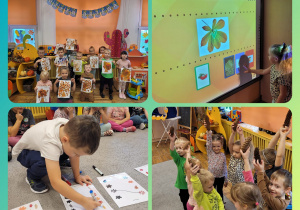Dzieci z grupy „Żabki” poznawały rodzaje drzew, rozwiązywały zagadki przyrodnicze na tablicy interaktywnej oraz wykonały jesienne drzewka.